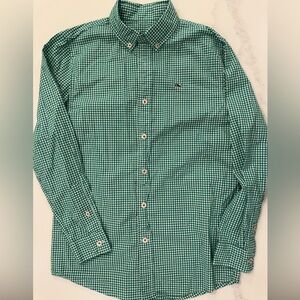 Vineyard Vines Boys’ Green Checkered Whale Shirt